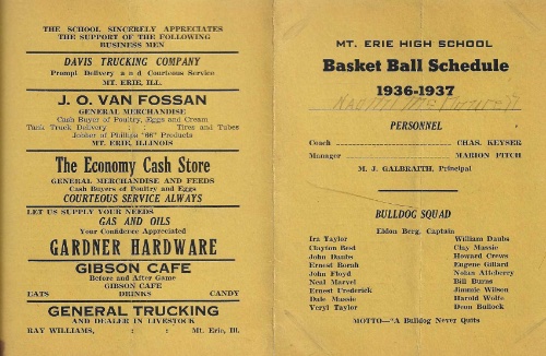 1936 37 Mt. Erie H.S. Basketball Schedule0001