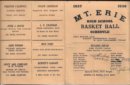 1937 38 Mt. Erie H.S. Basketball Schedule0001