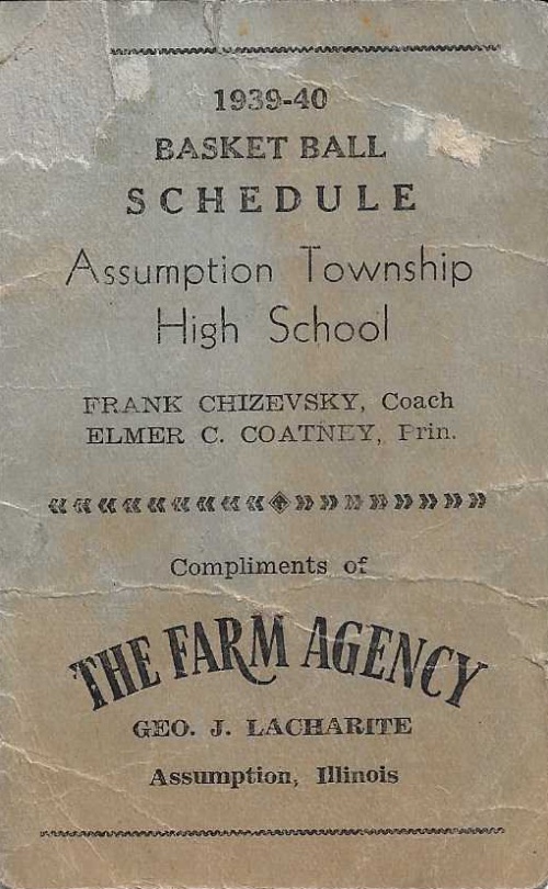 1939 40 Assumption H.S. Basketball Schedule0001